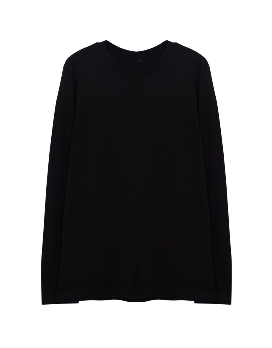Black Slim/Tight Fit Crew Neck 100% Cotton Basic T-shirt - 2