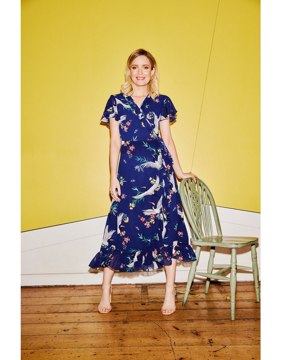 Yumi frill wrap denim dress online