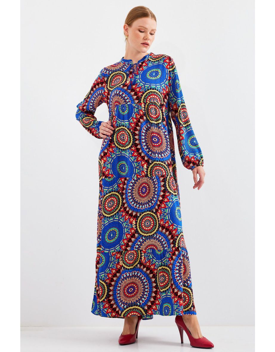 Collar Lace-Up Hijab Dress - 6