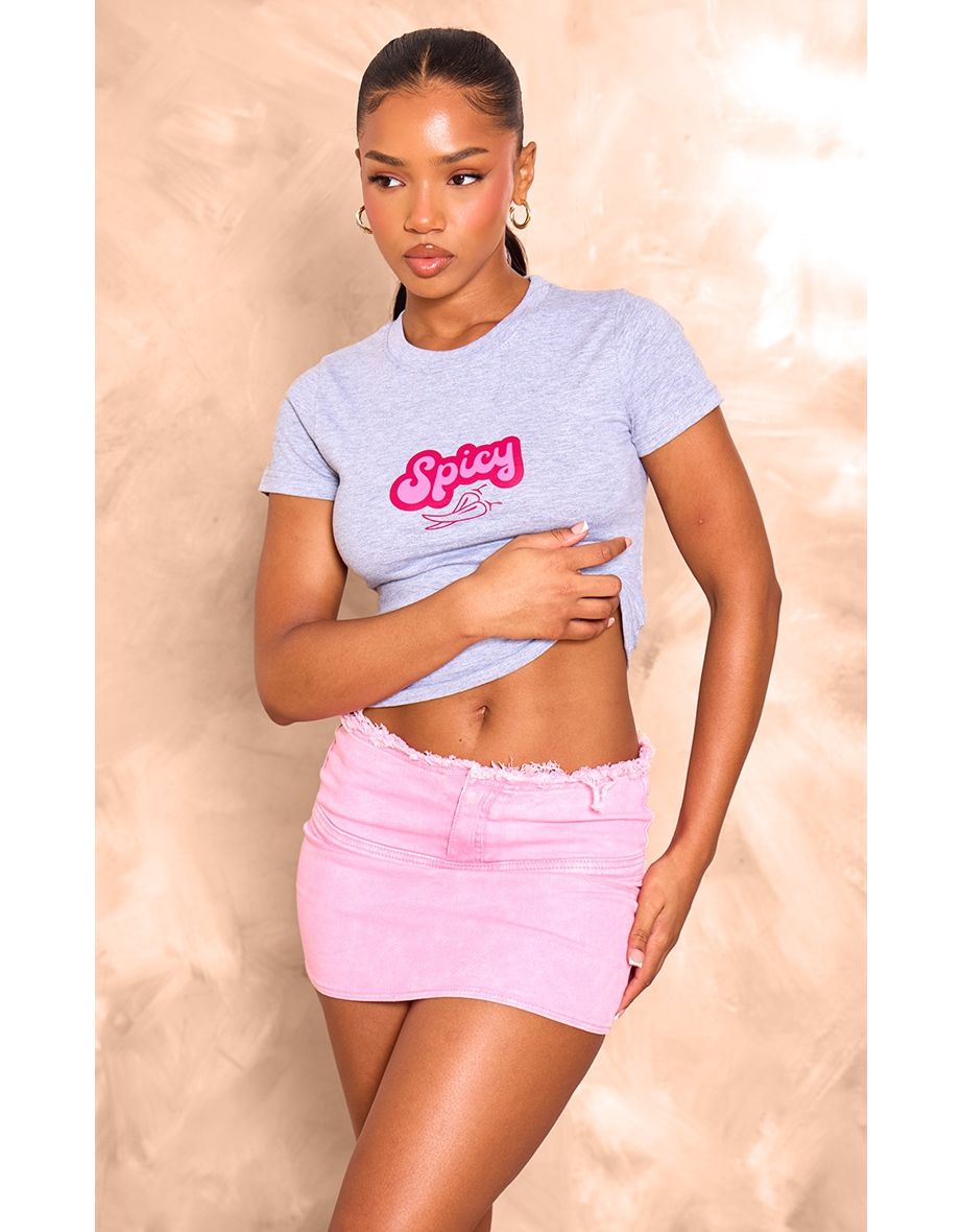 Denim mini skirt pink cheap