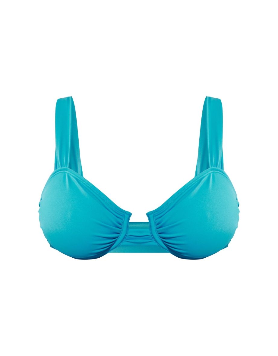 Blue Fuller Bust Ruched Underwired Bikini Top - 3