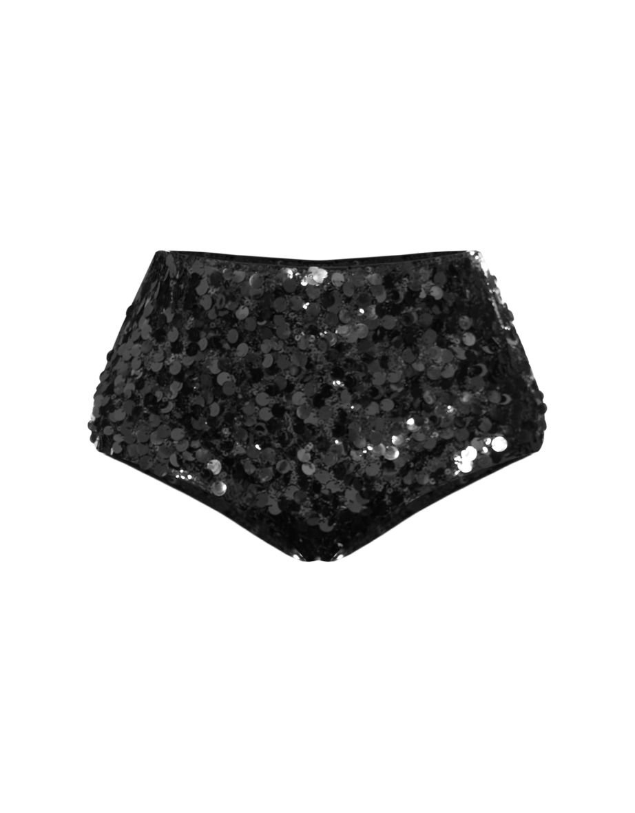 Shape Black Sequin Micro Shorts - 5