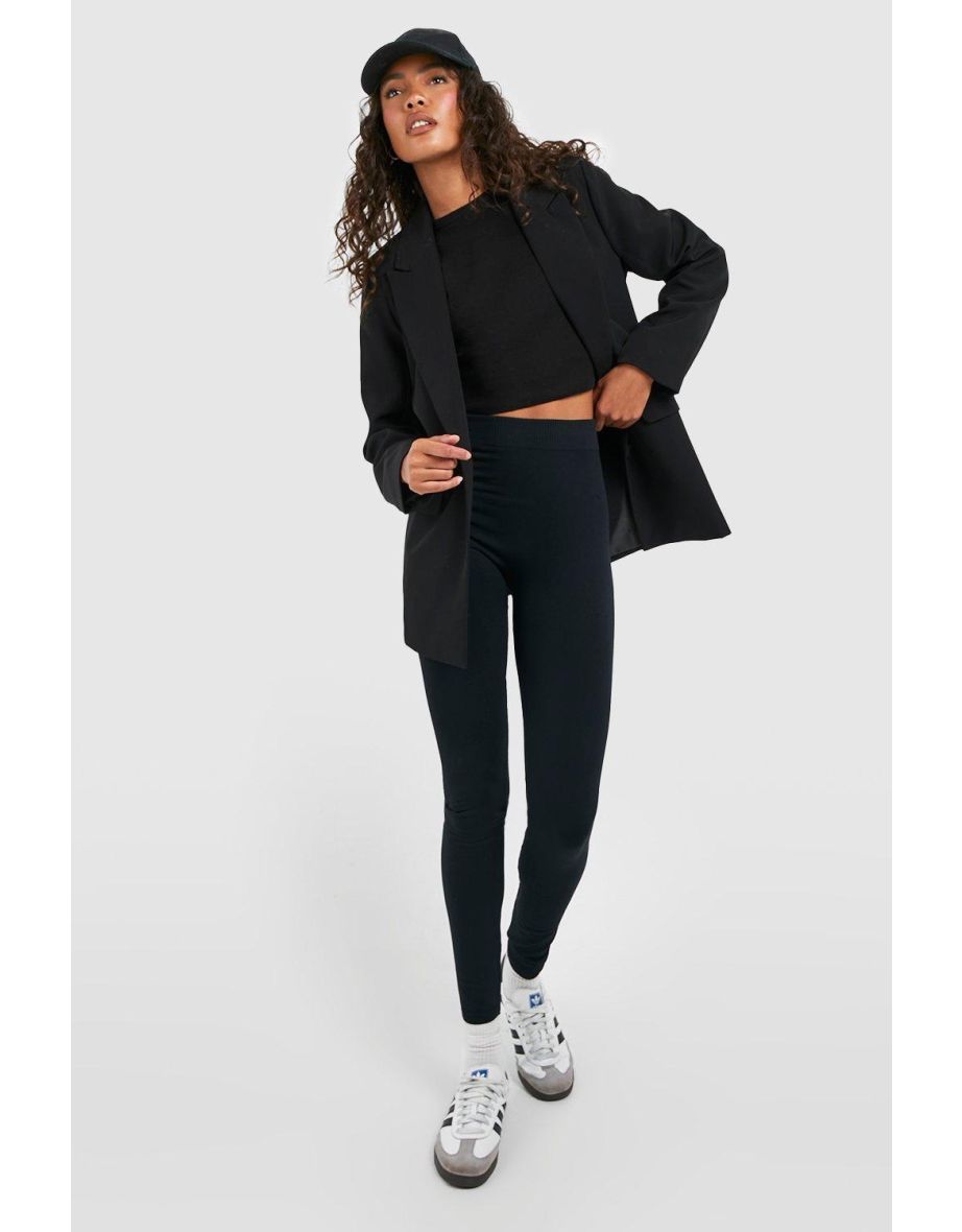 Shop Tall High Waisted Fleece Lined Leggings black Online in Bahrain VogaCloset