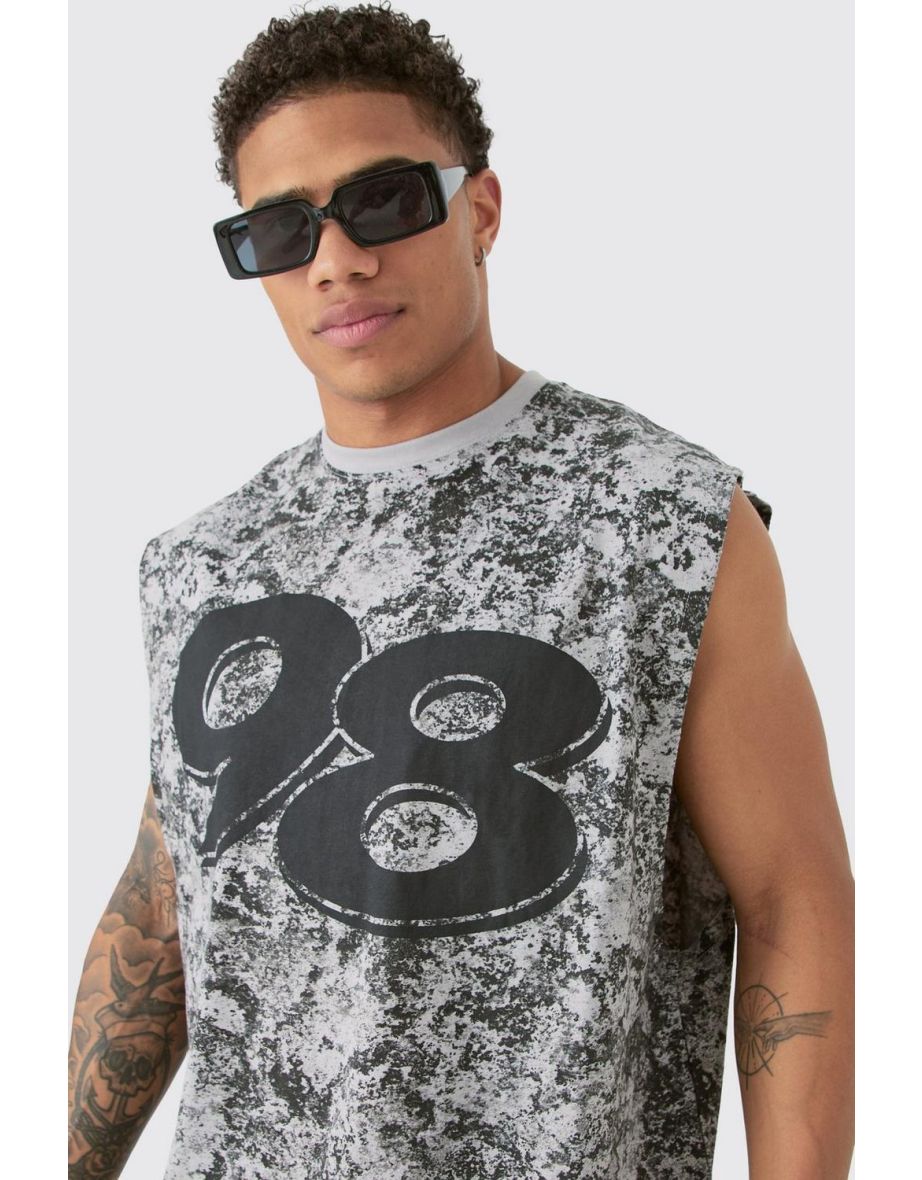Oversized 98 Abstract Printed Tank - black - 2