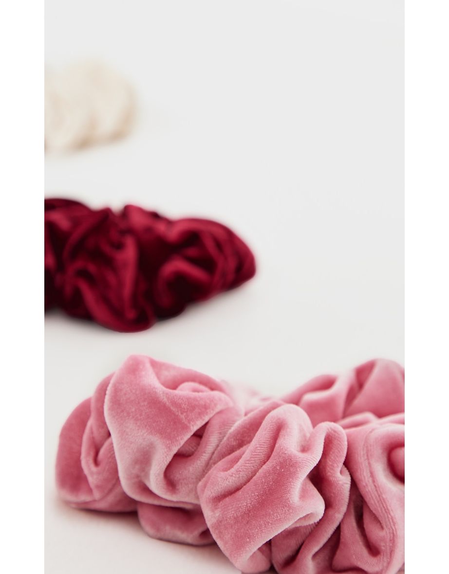 Pink Tonal 3 Pack Velvet Scrunchies - 2