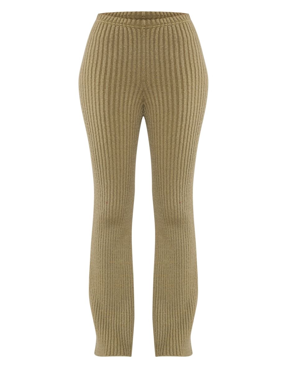 Tall Olive Soft Knit Wide Leg Trousers - 4