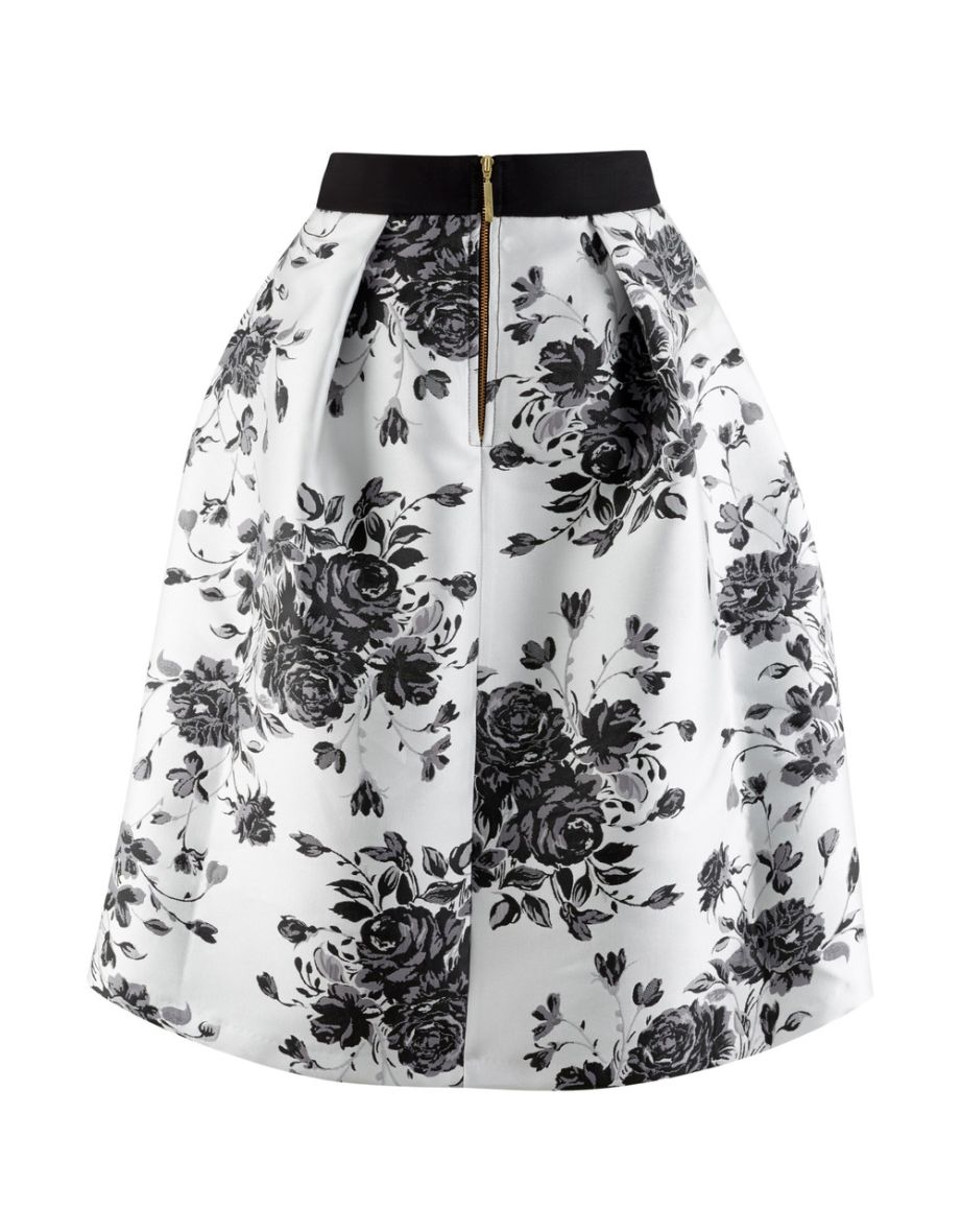 Closet London Black and White Floral Pleated Midi Skirt - 4