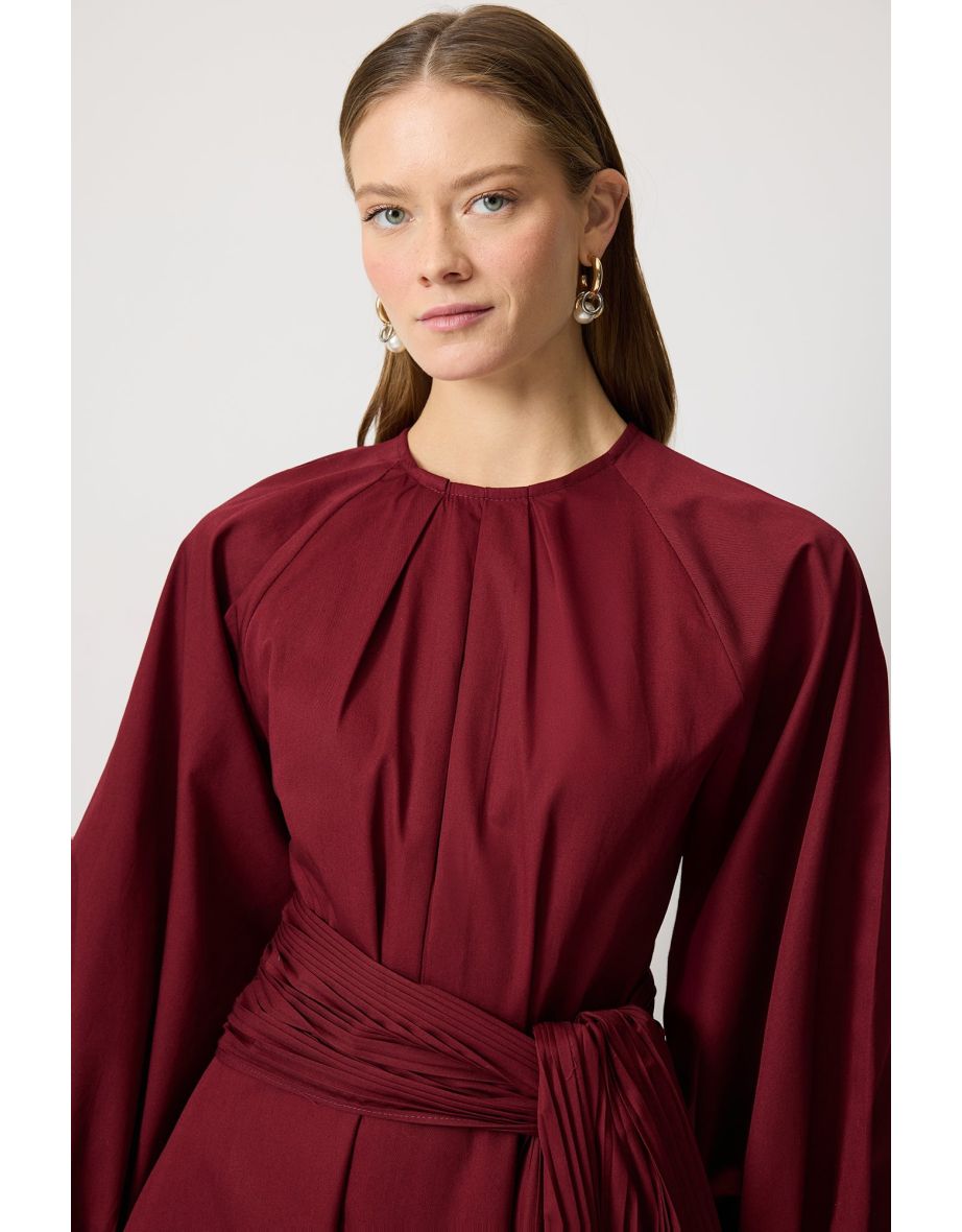 DRESS WITH PLEATED BELT - 3