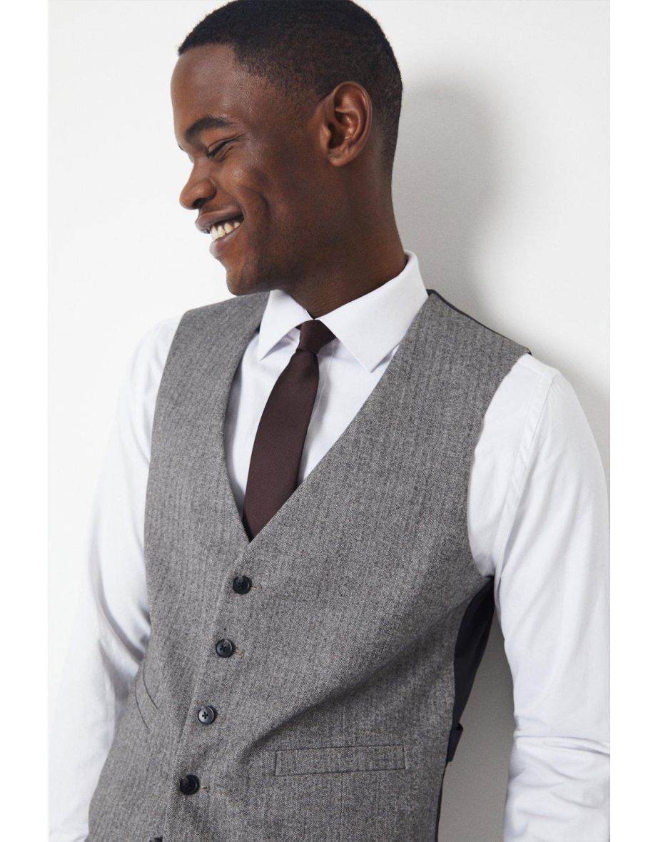 Shop Slim Herringbone Waistcoat Online in Oman VogaCloset