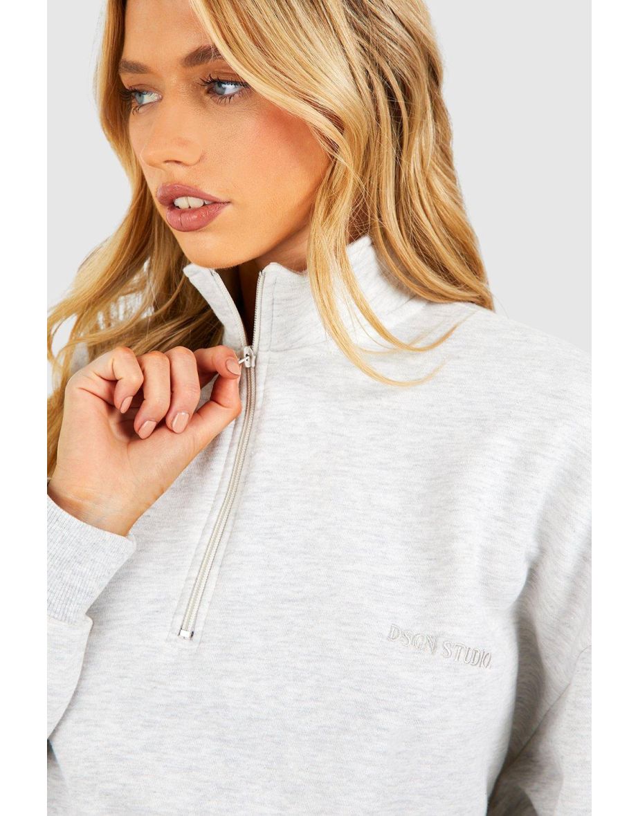 Half Zip Sweatshirt And Legging Set - ash grey - 3