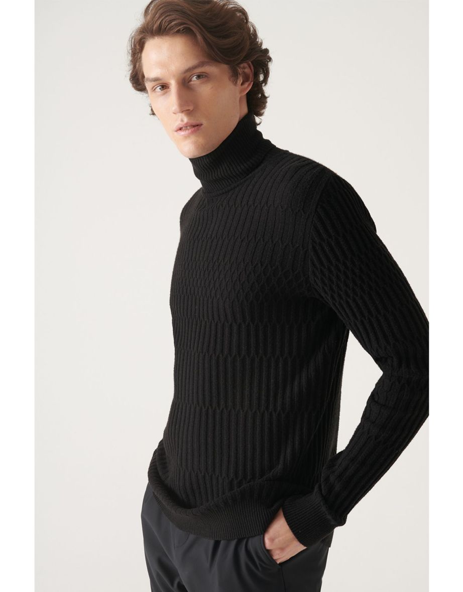 Mens black slim fit turtleneck best sale