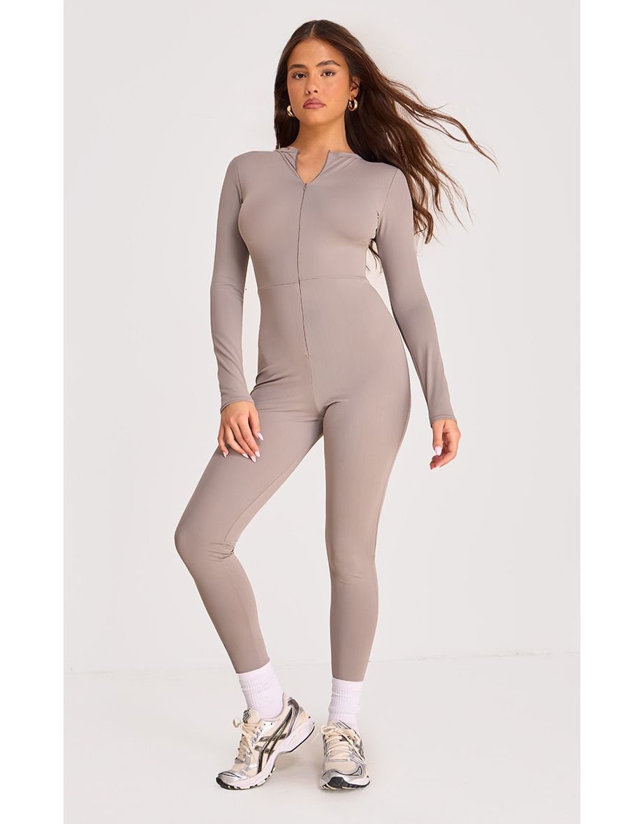 Shop Prettylittlething Beige Skinny Leg Long Jumpsuit Online in Qatar VogaCloset