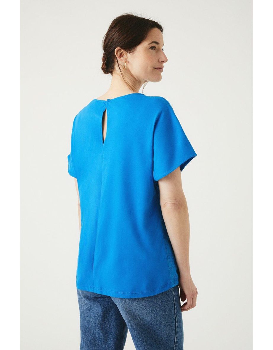 Broderie Front T-shirt - blue - 2
