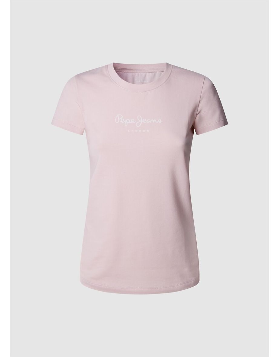 Logo Print Cotton T-Shirt with Short Sleeves