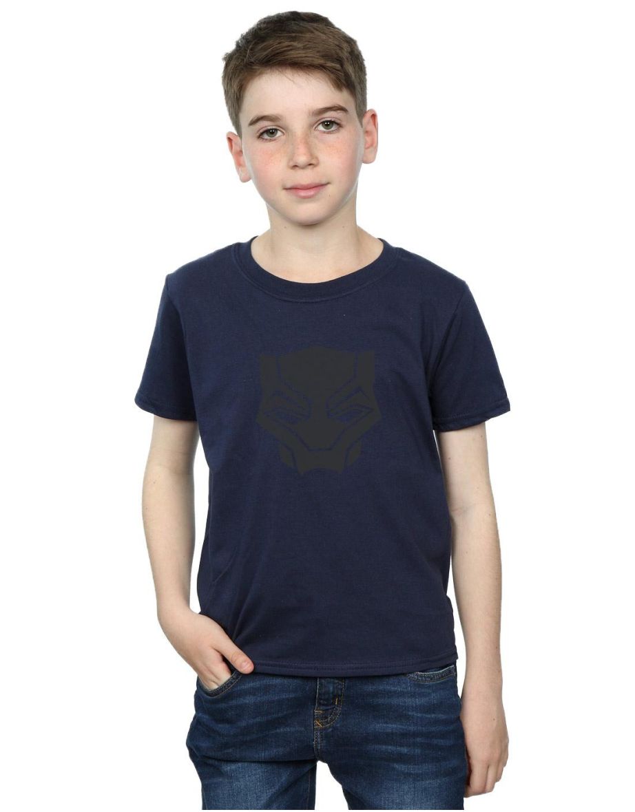 Marvel Boys Black Panther Black On Black T-Shirt - Navy Blue