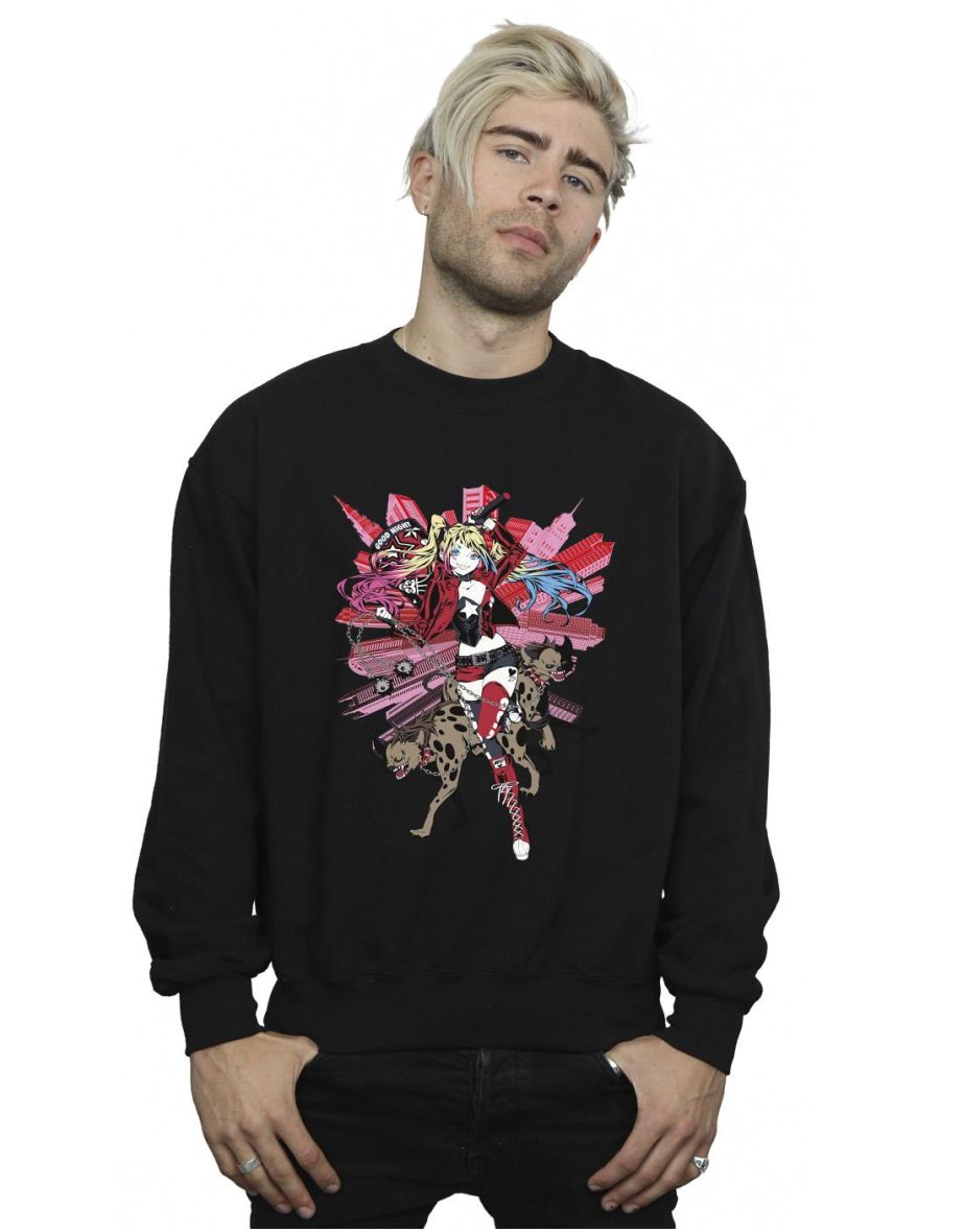 Shop DC Comics Men s Harley Quinn Hyenas Cotton Sweatshirt Online in Bahrain VogaCloset