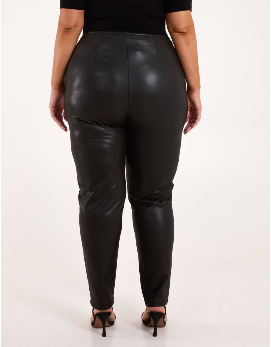 Curve Matte Faux Leather Tailored Trousers - 4
