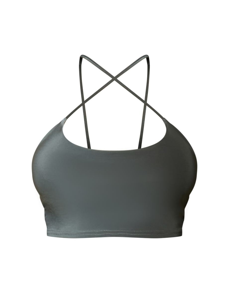 Shape Sea Green Slinky Cross Strap Crop Top - 4