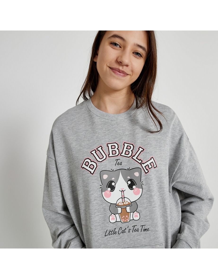 Cotton Mix Oversize Pyjamas with Cat Print - 3