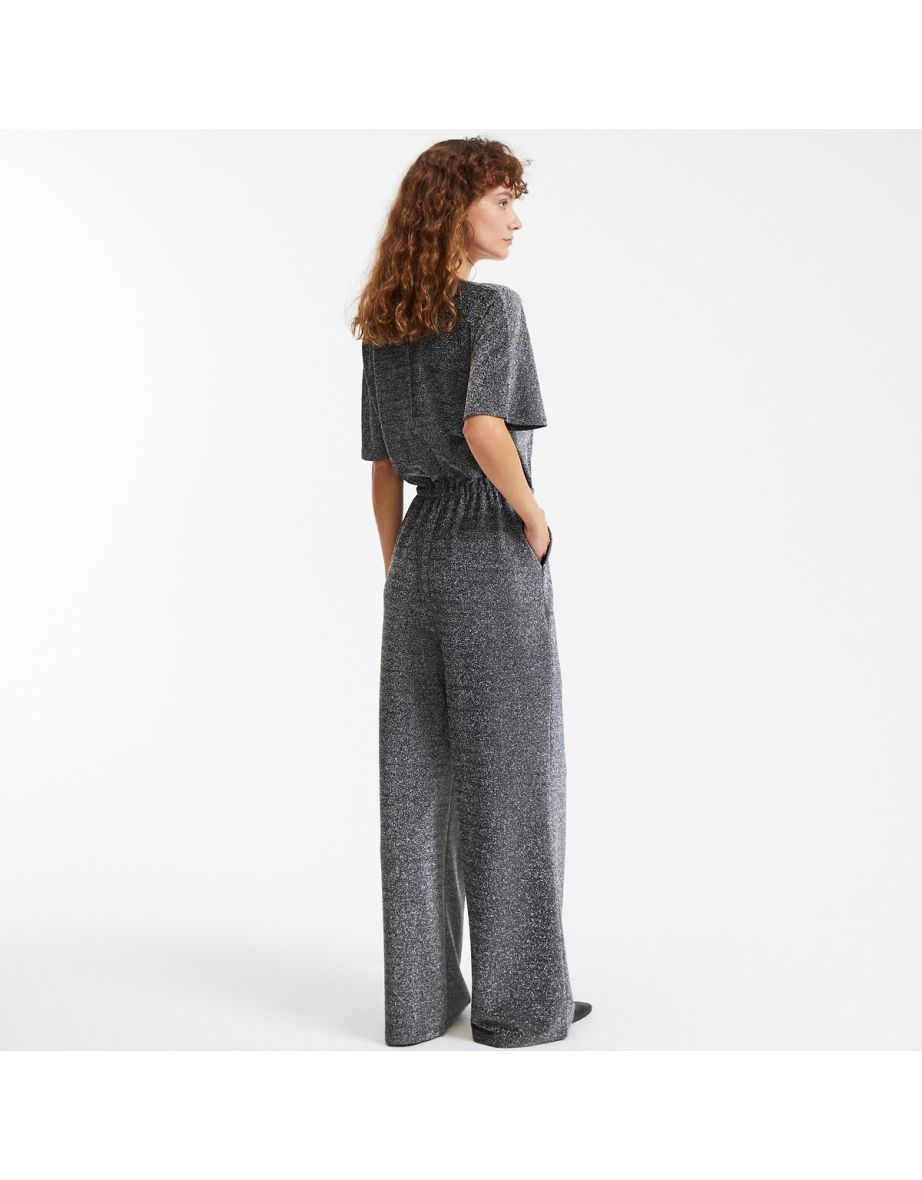 Iridescent Short Sleeve Jumpsuit, Length 30" - 3