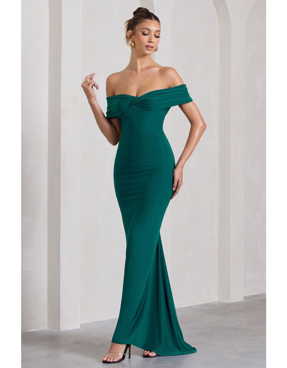 Bottle green bardot dress store