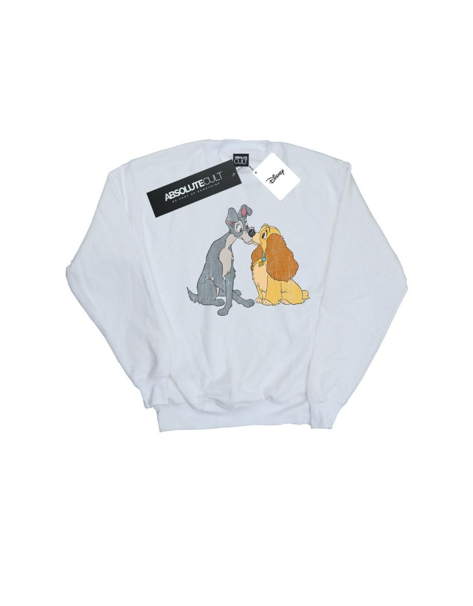 Disney Boys Lady And The Tramp Distressed Kiss Sweatshirt - White