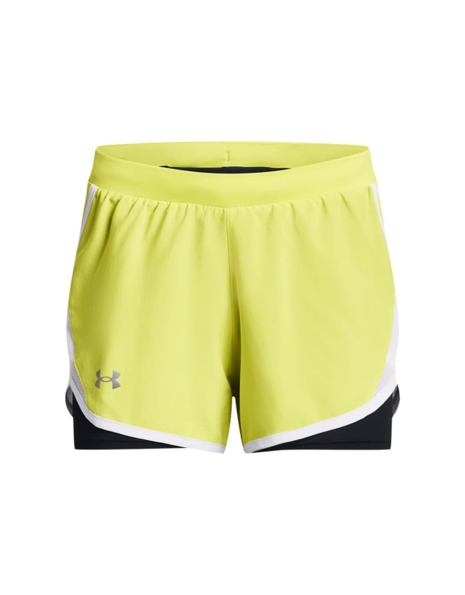 Women's Under Armour UA Fly By 2.0 2-In-1 Shorts in Yellow