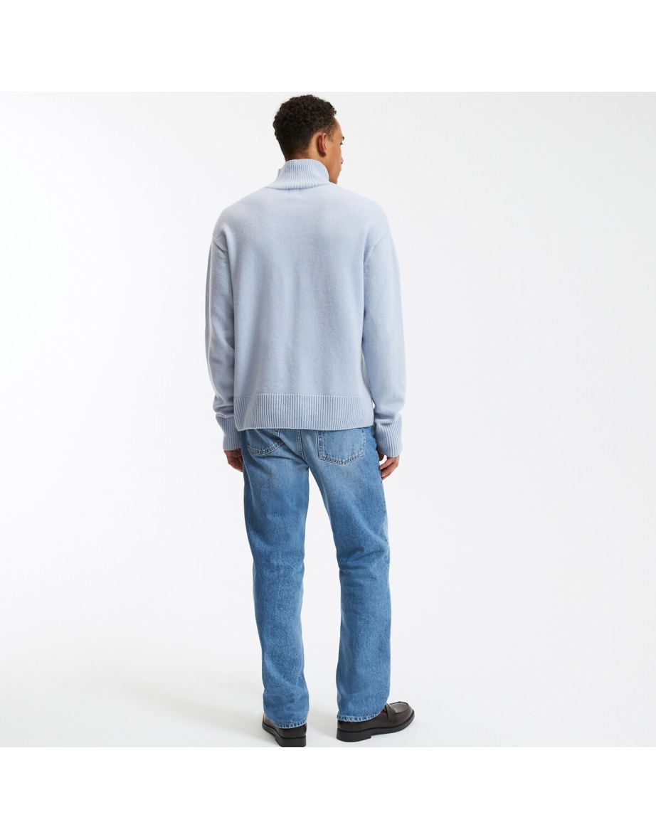 Wool/Cashmere Jumper/Sweater with Funnel Neck, Made in France - 3