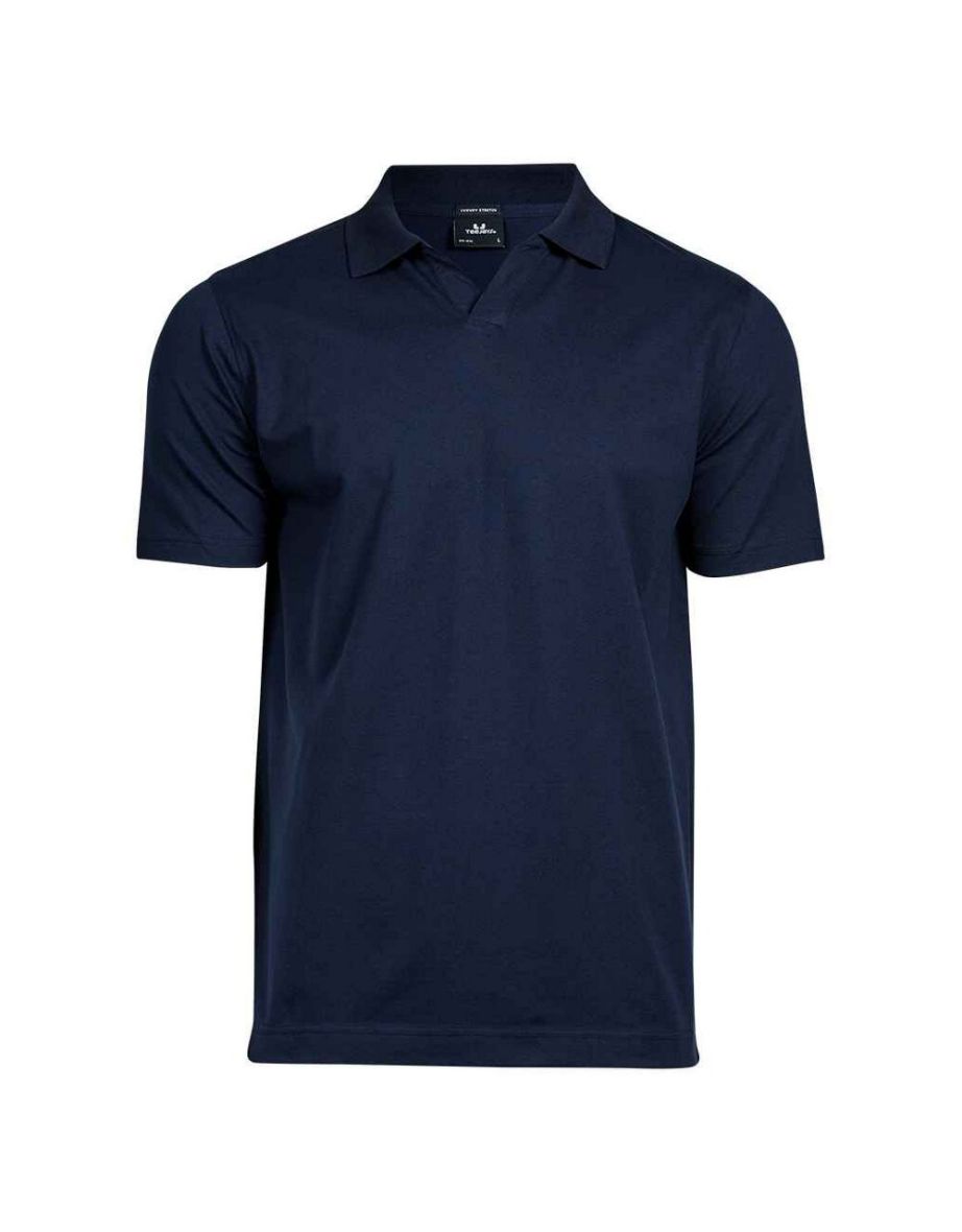 Tee Jays Mens Stretch V Neck Polo Shirt - Navy