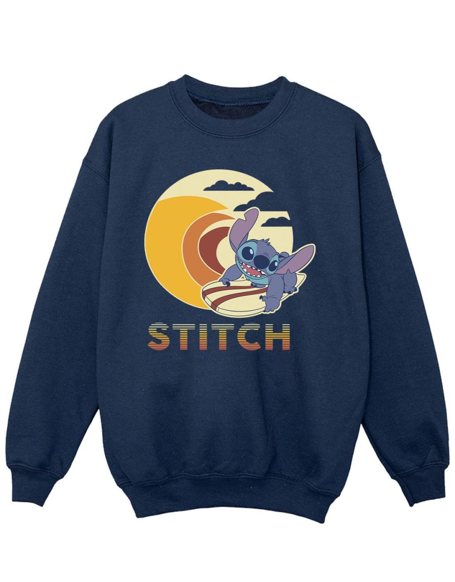 Disney Girls Lilo & Stitch Summer Waves Sweatshirt - Navy Blue