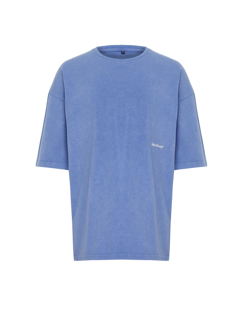 Men's Lilac Oversize/Wide-Fit Weathered/Faded Effect T-Shirt - 7