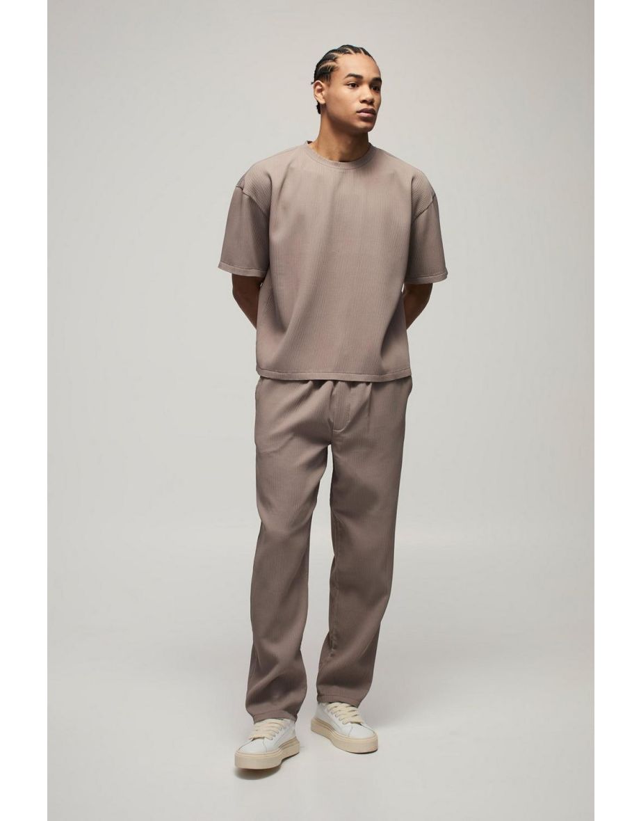 Pleated Oversized Boxy T-shirt & Trouser Set