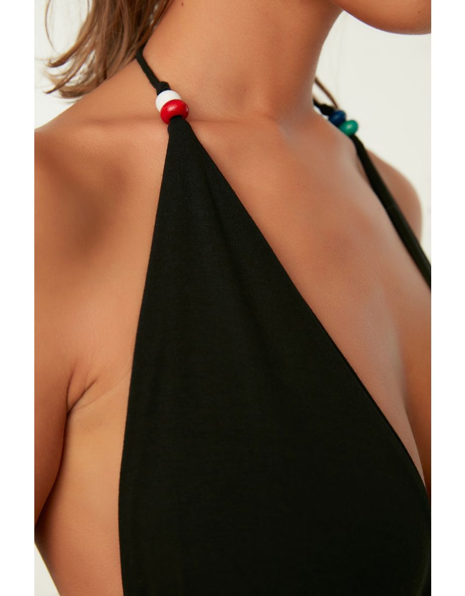 Black Halter Neck Column Midaxi Dress - 4