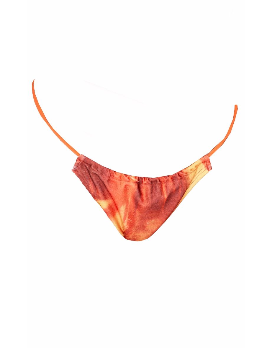 Orange Abstract String Side Bikini Bottoms - 3