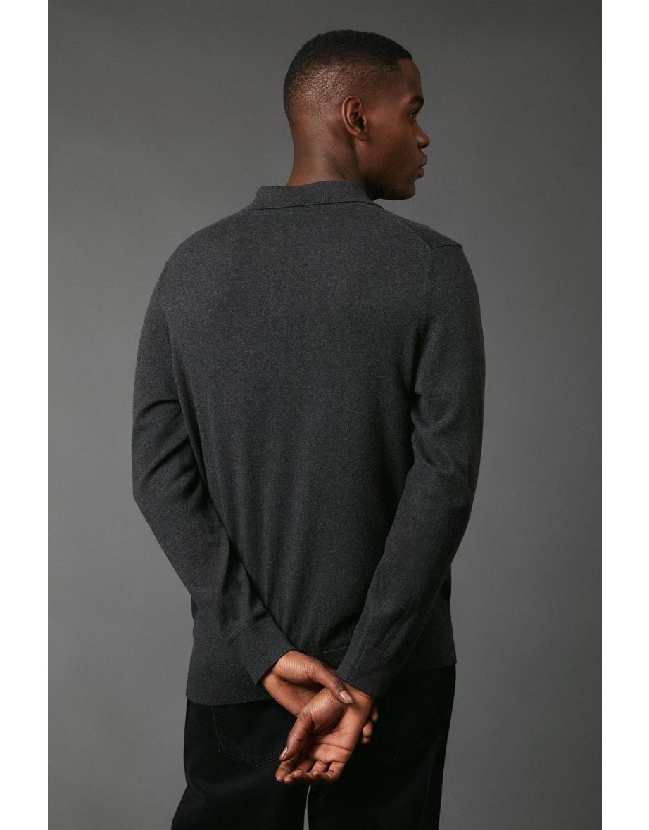 Premium Pure Cotton long Sleeve Knitted Polo - 3