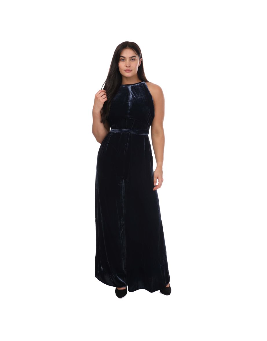 Shop Women s Ted Baker Libbiey Velvet Wrap Bodice Jumpsuit in Blue Online in Bahrain VogaCloset