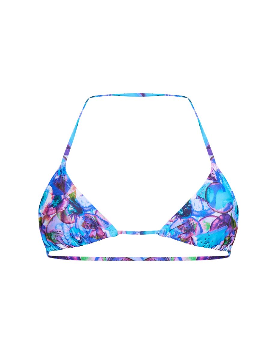 Blue Blurred Fruit Print Micro Mini Bikini Top - 3