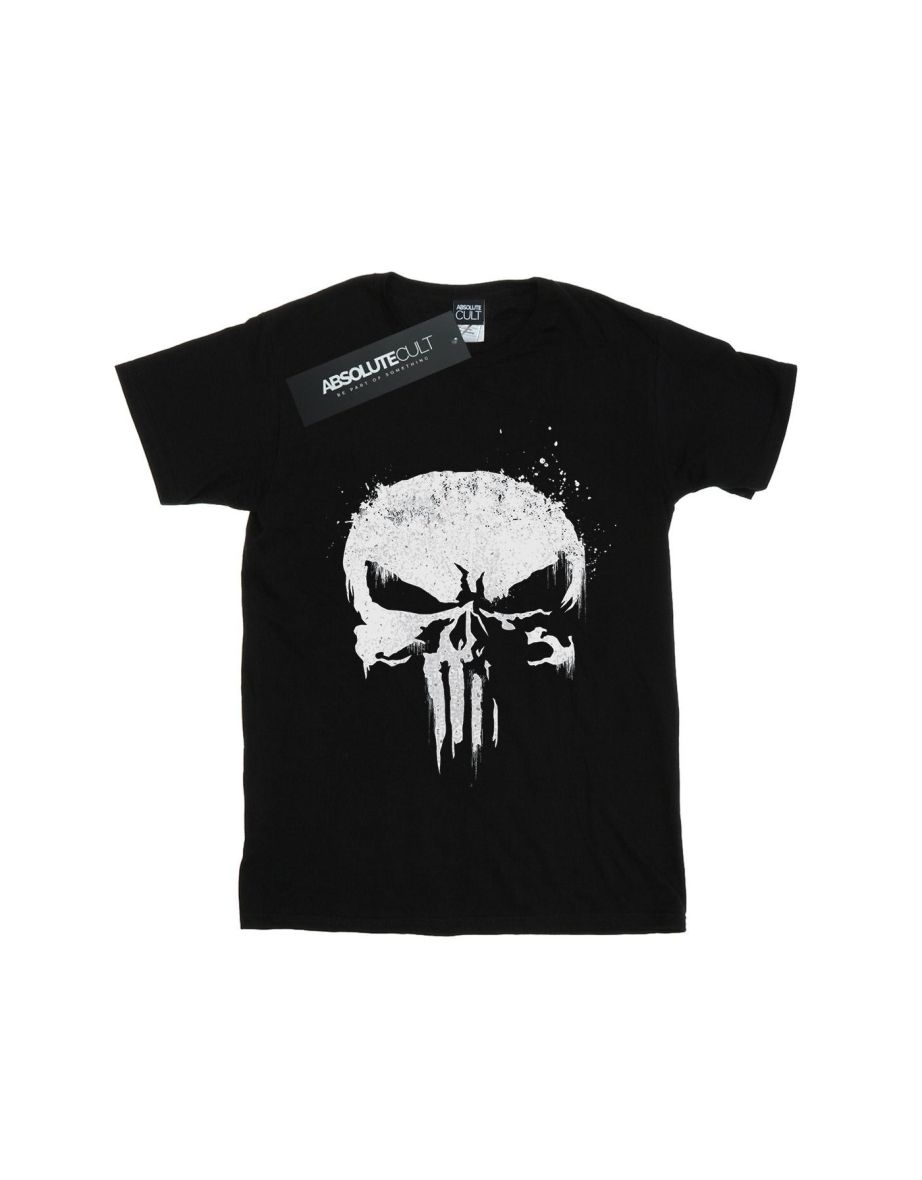 Marvel Womens/Ladies The Punisher TV Skull Logo Cotton Boyfriend T-Shirt - Black - 1