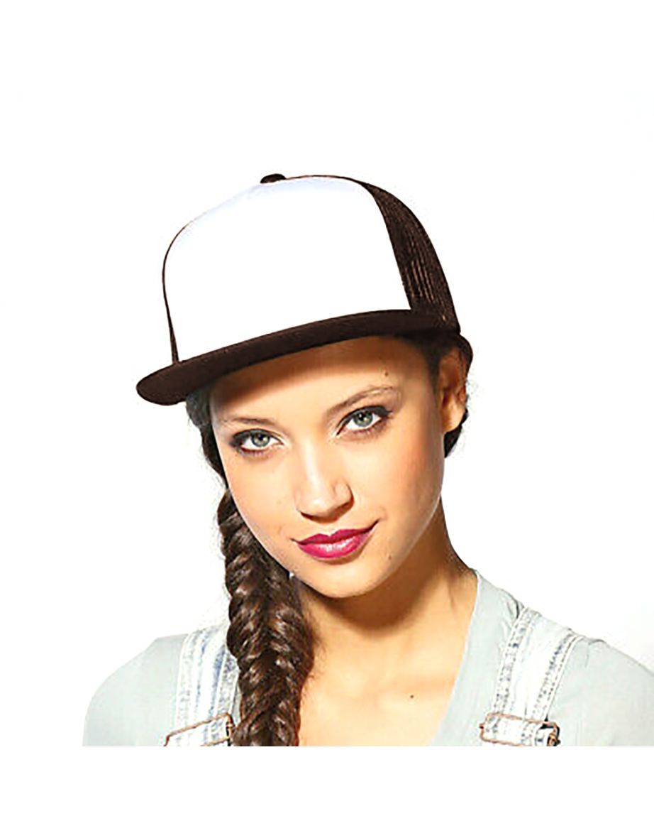 Yupoong Flexfit Unisex Classic Trucker Snapback Cap - Brown/White/Brown - 1