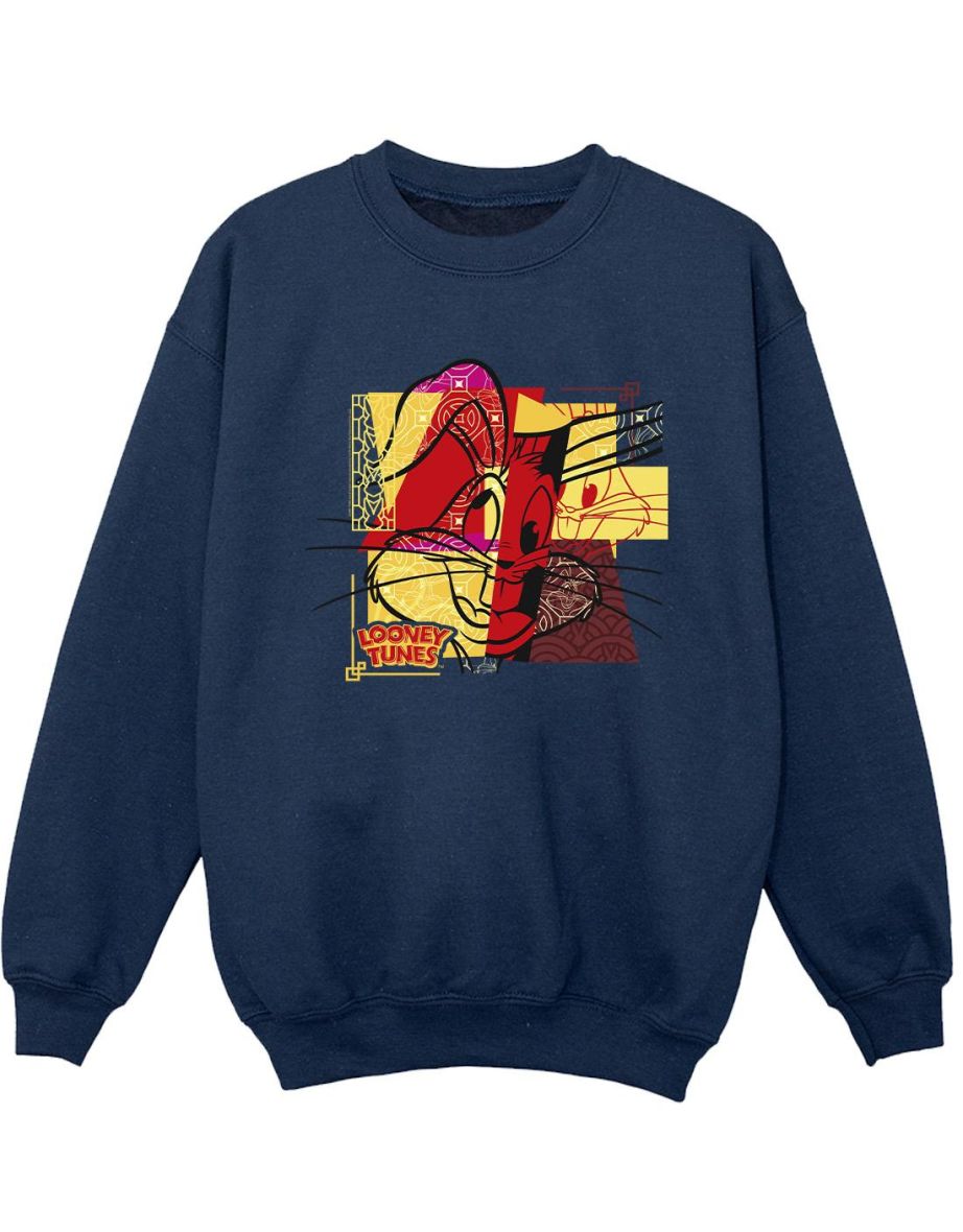 Looney Tunes Boys Bugs Bunny Rabbit New Year Sweatshirt - Navy Blue