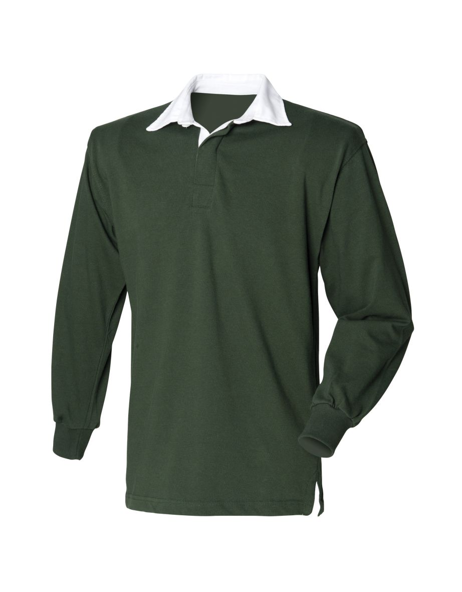 Front Row Mens Long Sleeve Sports Rugby Shirt - Bottle Green