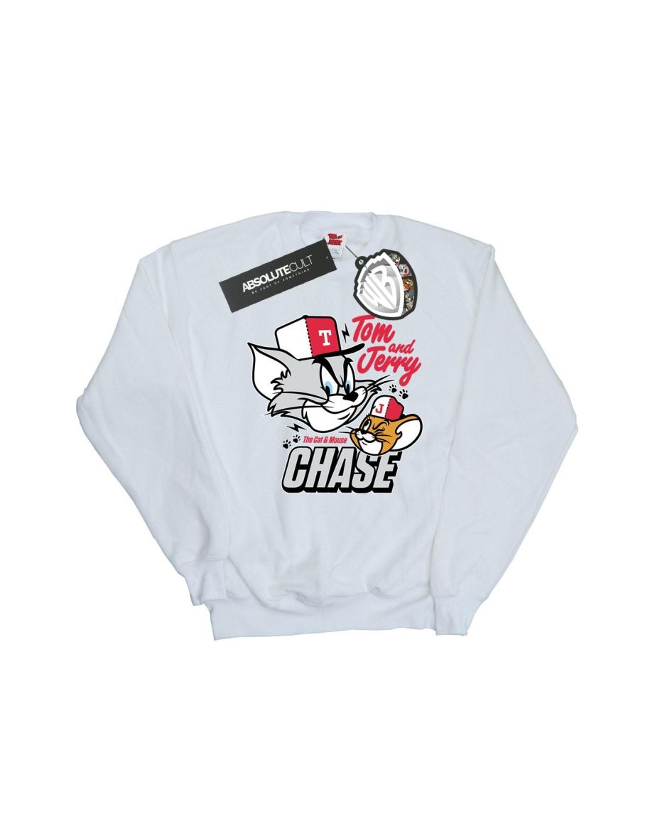 Tom And Jerry Boys Cat & Mouse Chase Sweatshirt - White