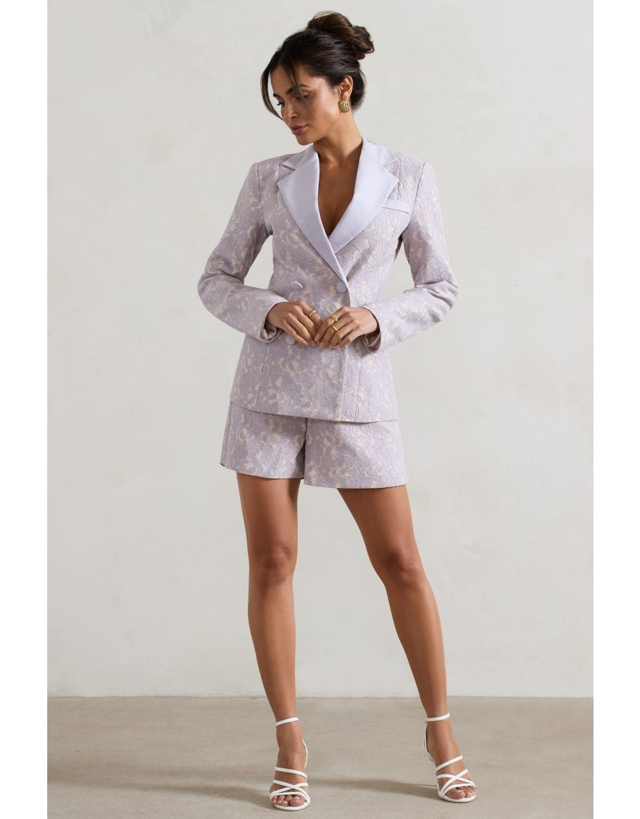 Florenza | Mauve Lace High-Waist Tailored Shorts