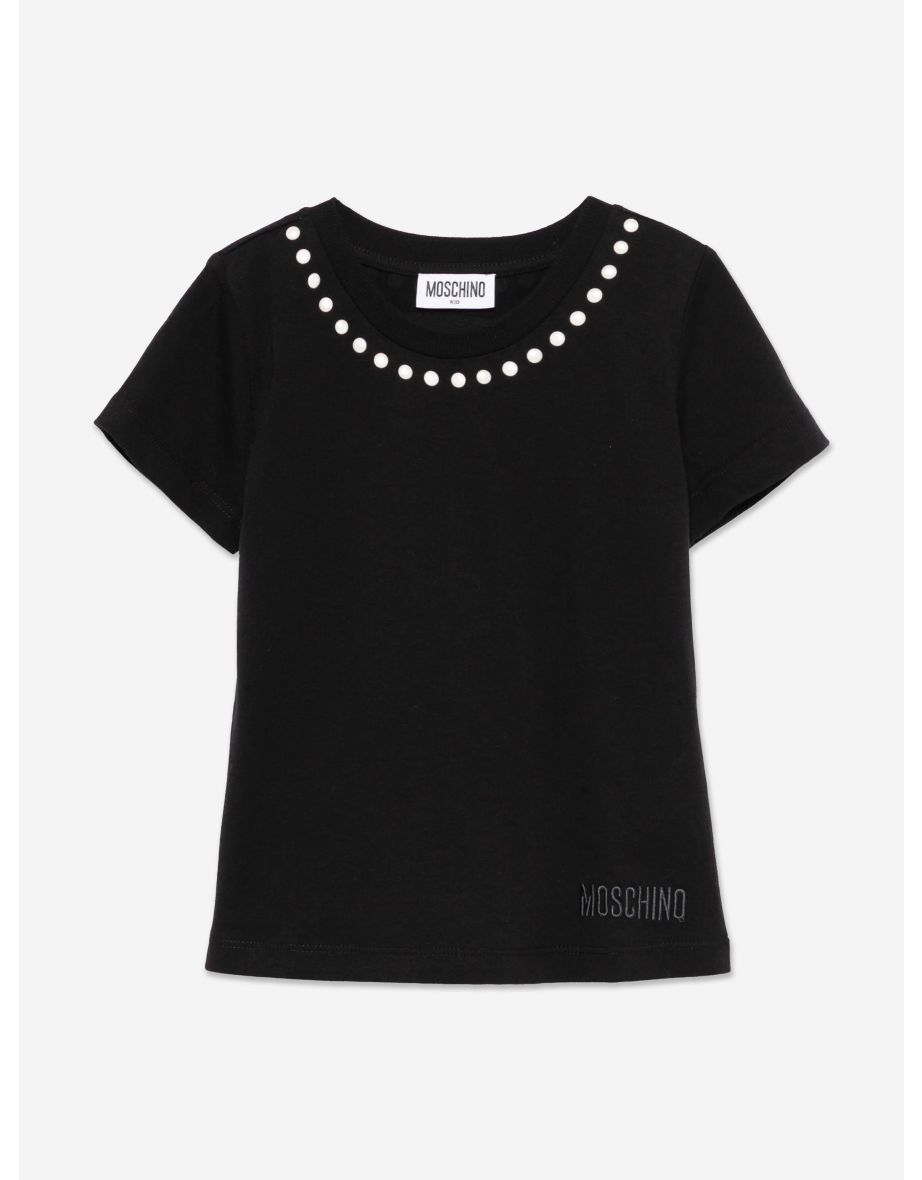 Girls Peace Pearls T-Shirt in Black