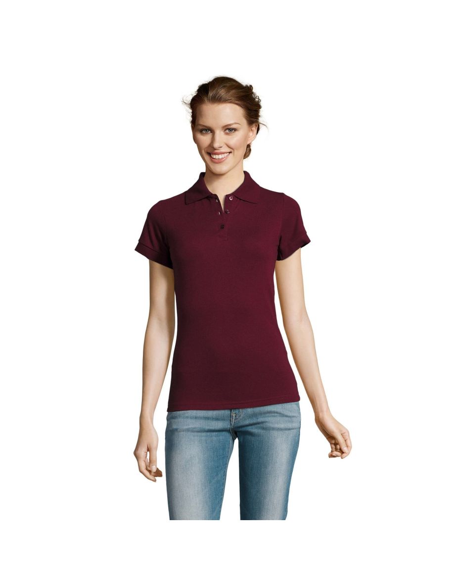 SOLs Womens/Ladies Prime Pique Polo Shirt - Burgundy - 2