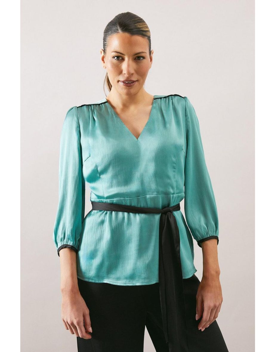 Satin Belted Blouse