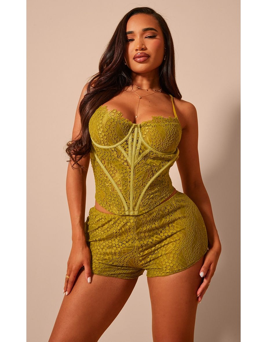 Shape Olive Lace Detail Strappy Corset
