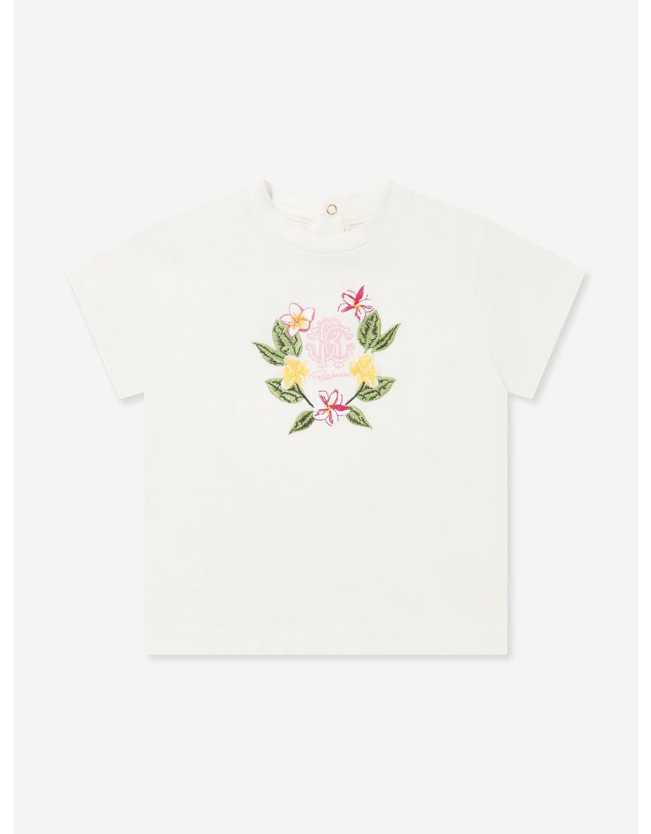 Baby Girls Floral Logo T-Shirt in White