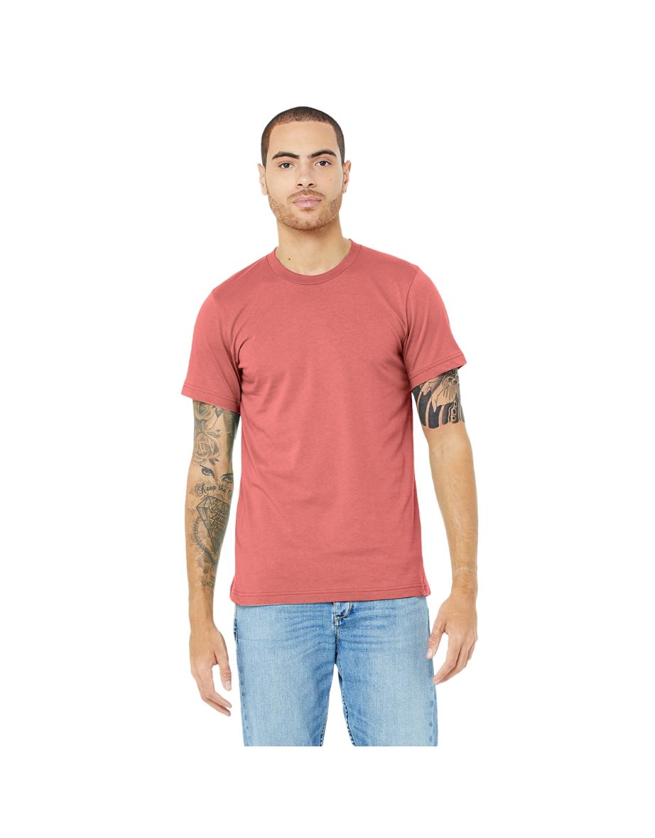Canvas Unisex Jersey Crew Neck T-Shirt / Mens Short Sleeve T-Shirt - Heather Red - 2