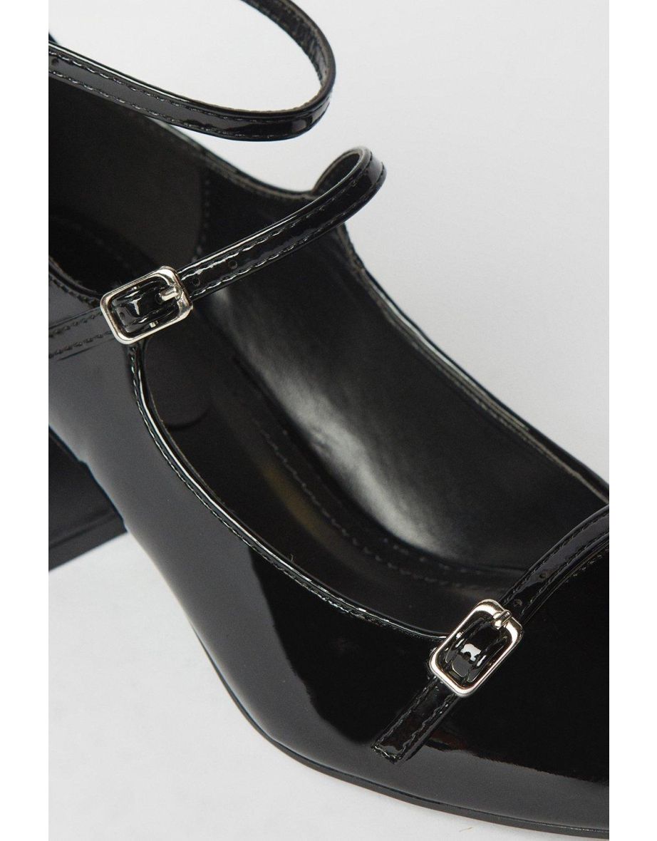 Virgo MaryJane Ankle Strap Medium Block Heel Courts Shoes - 3